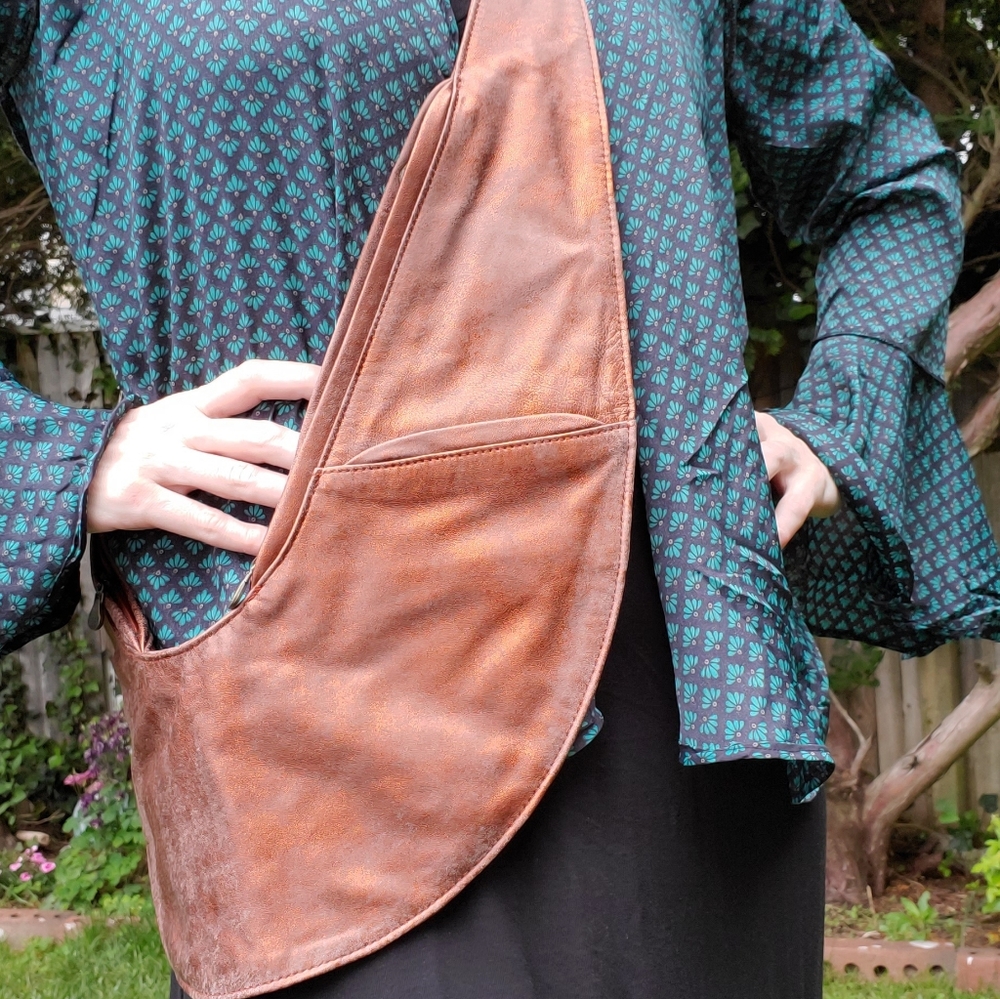 Distressed Copper Leather Sash Bag